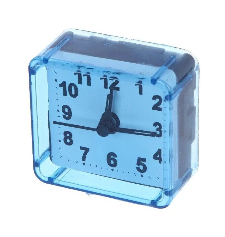 Часы-будильник стрелочные PERFEO Quartz, синий корпус 5.5*5.5 см,питание 1*AA