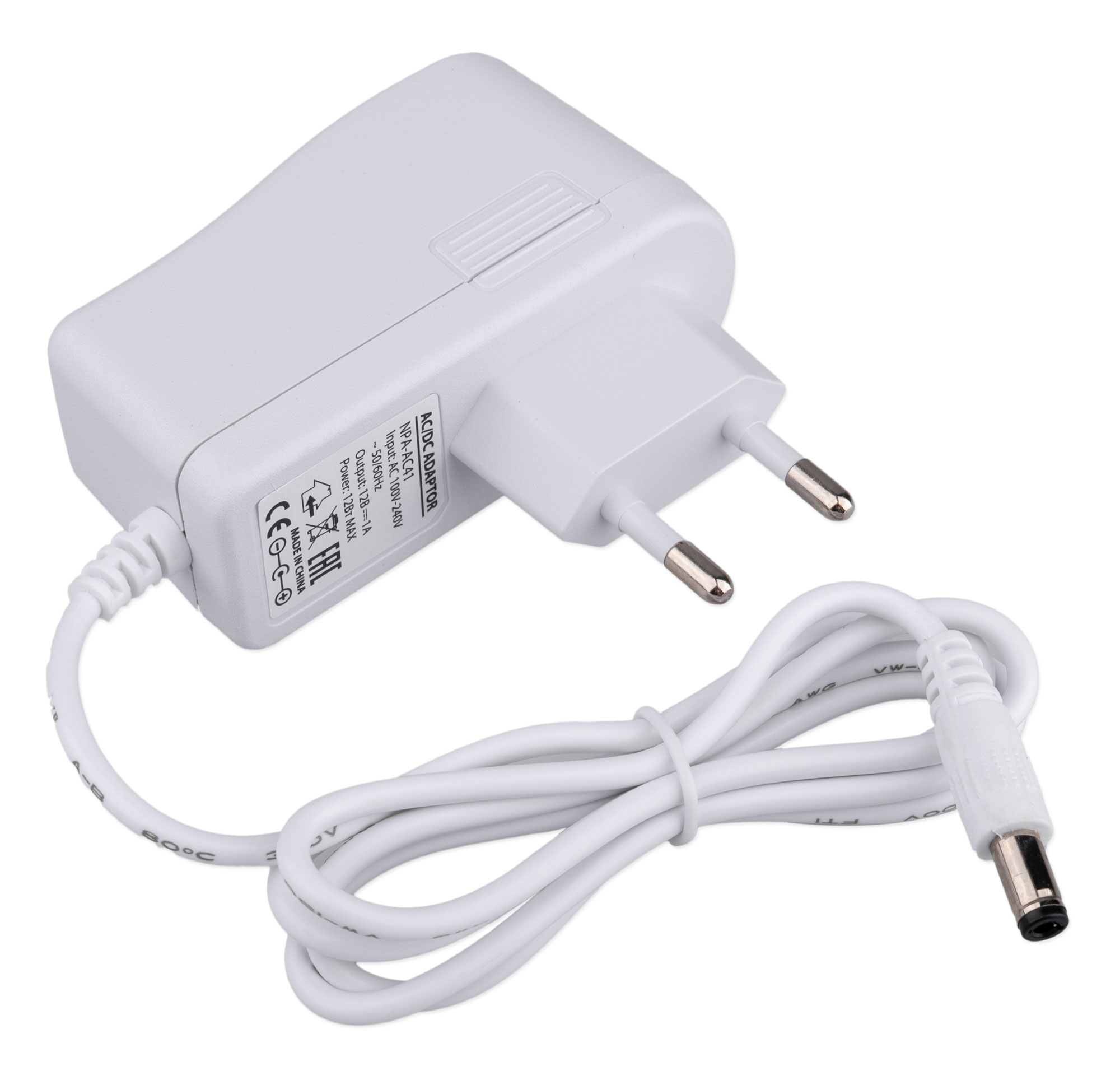 Блок питания 12В 1.0А стабилизированный, импульсный GEMBIRD NPA-AC41, белый, штекер 5,5х2,5мм Блок питания 12В 1.0А стабилизированный, импульсный GEMBIRD NPA-AC41, белый, штекер 5,5х2,5мм