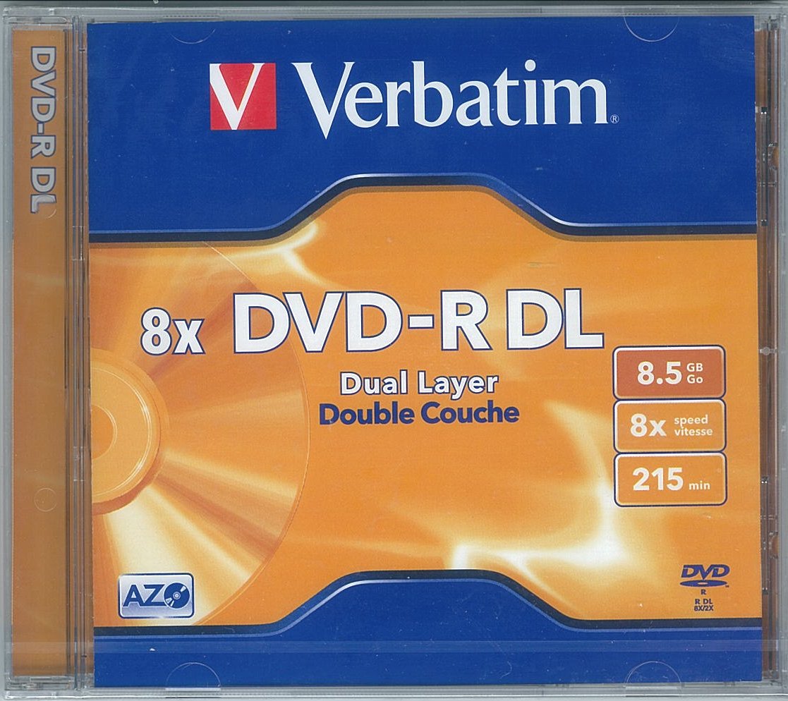 DVD-R диск двухслойный 8х Verbatim 8.5 Гб, коробка