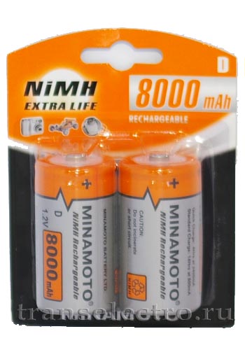 Аккумулятор D 8000 mAh, 1.2В Ni-MH MINAMOTO