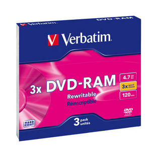 DVD-RAM диск 3x VERBATIM 4.7 Гб, без картриджа SlimBox
