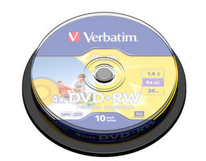 DVD+RW мини/mini (8 см) диск  VERBATIM printable 1.4 Gb CakeBox