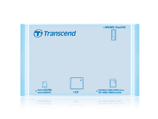 Устройство чтения-записи карт памяти (ридер) P8 >>USB 2.0, голубой корпус Transcend
