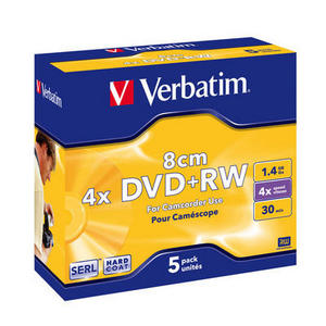 DVD+RW мини/mini (8 см) диск 1.4 Gb Verbatim 4х в коробке