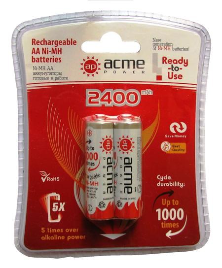 Аккумулятор R06 (АА) 2400 mAh, ACMEPOWER ''LOW DISCHARGE'' Аккумулятор R06 (АА) 2400 mAh, ACMEPOWER ''LOW DISCHARGE''